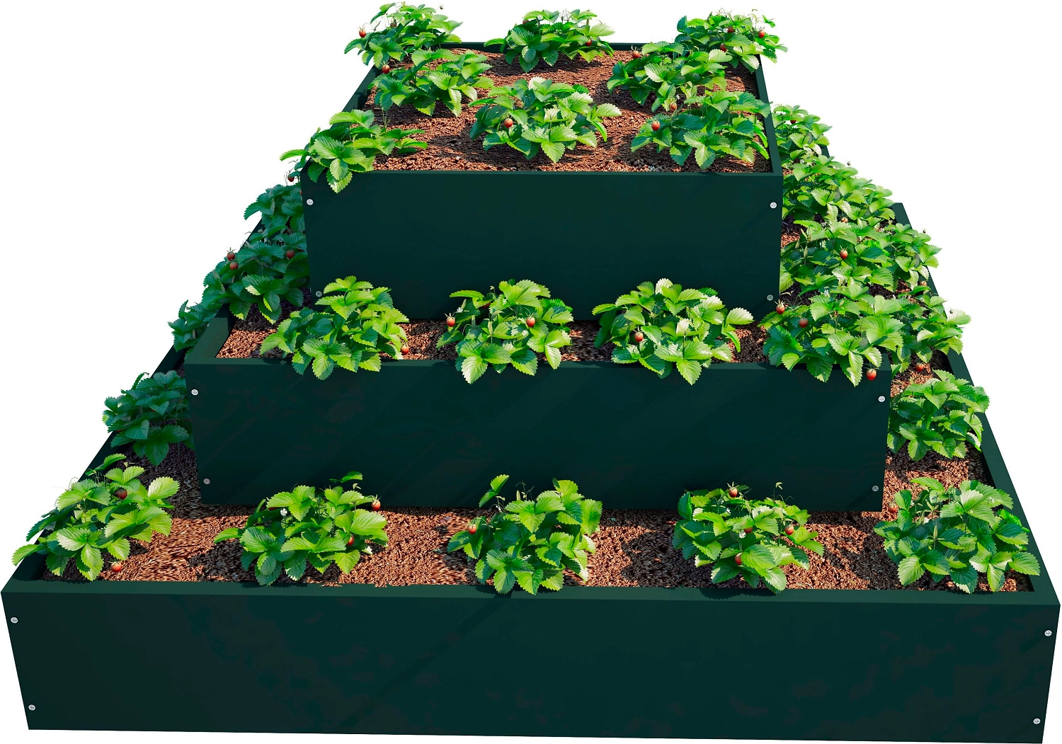 Грядка из оцинкованной стали БЛАГО квадратная каскад зеленая 110х110 см