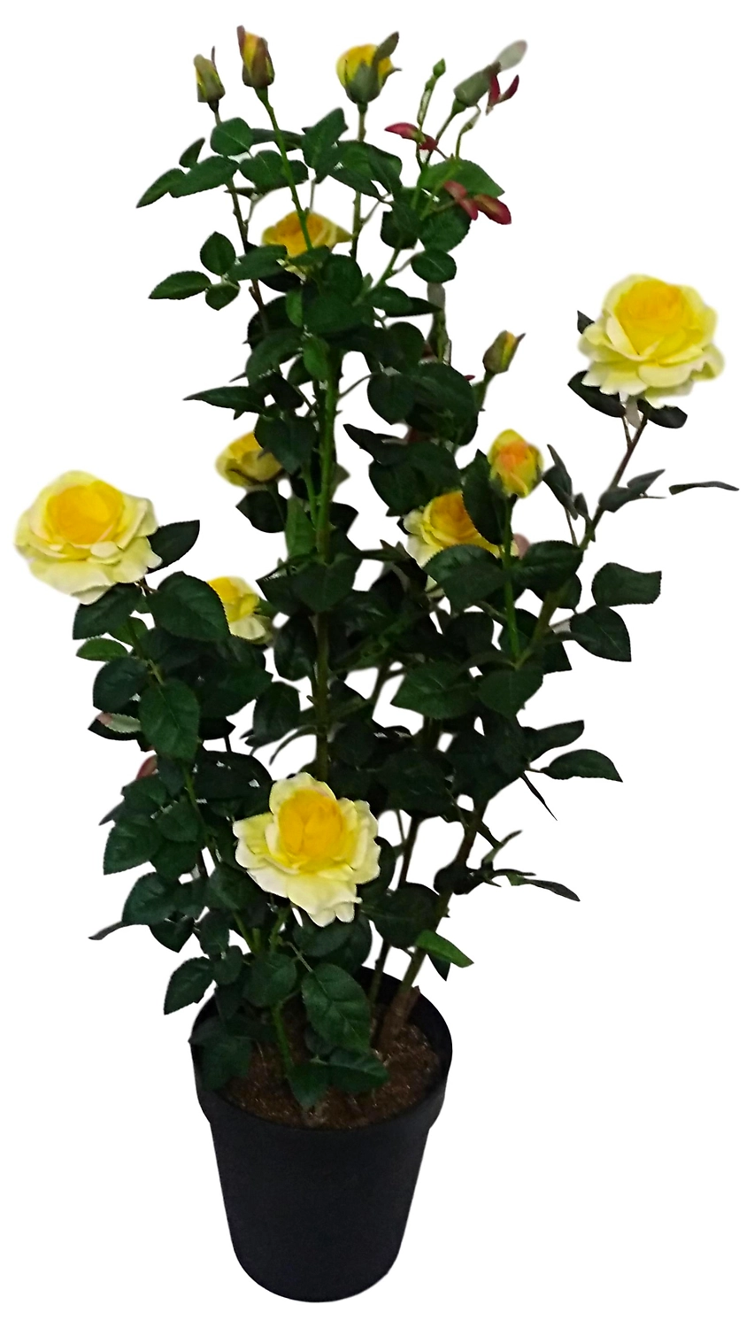Искусственный цветок Роза желтая 109 см в кашпо