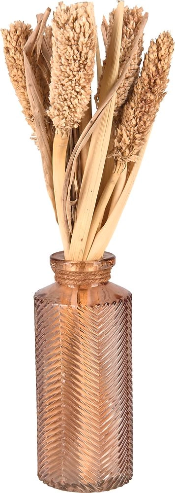 Сухая цветочная композиция из кукурузных соцветий в вазе 30 см