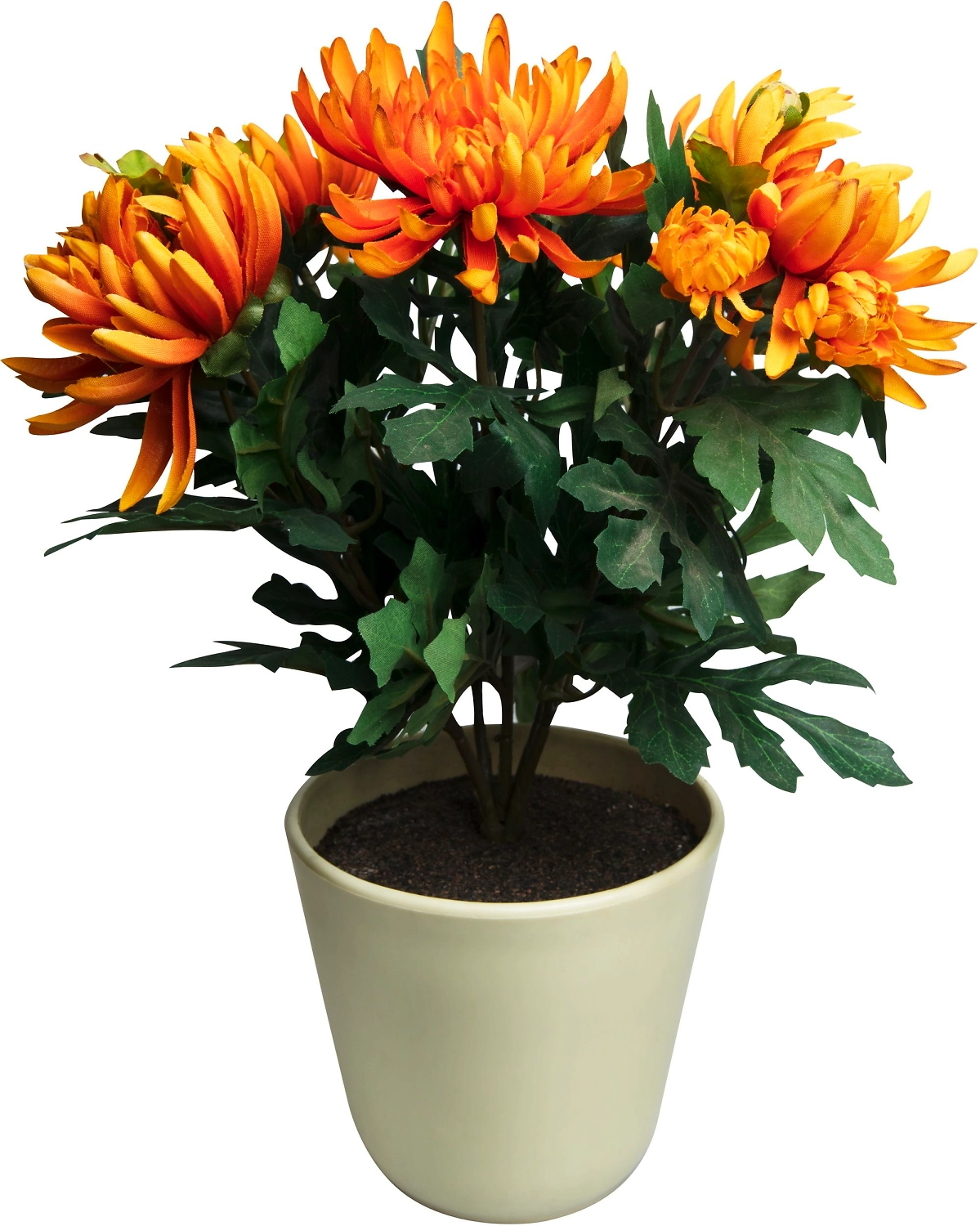 Искусственный цветок хризантема желтая 30 см в горшке