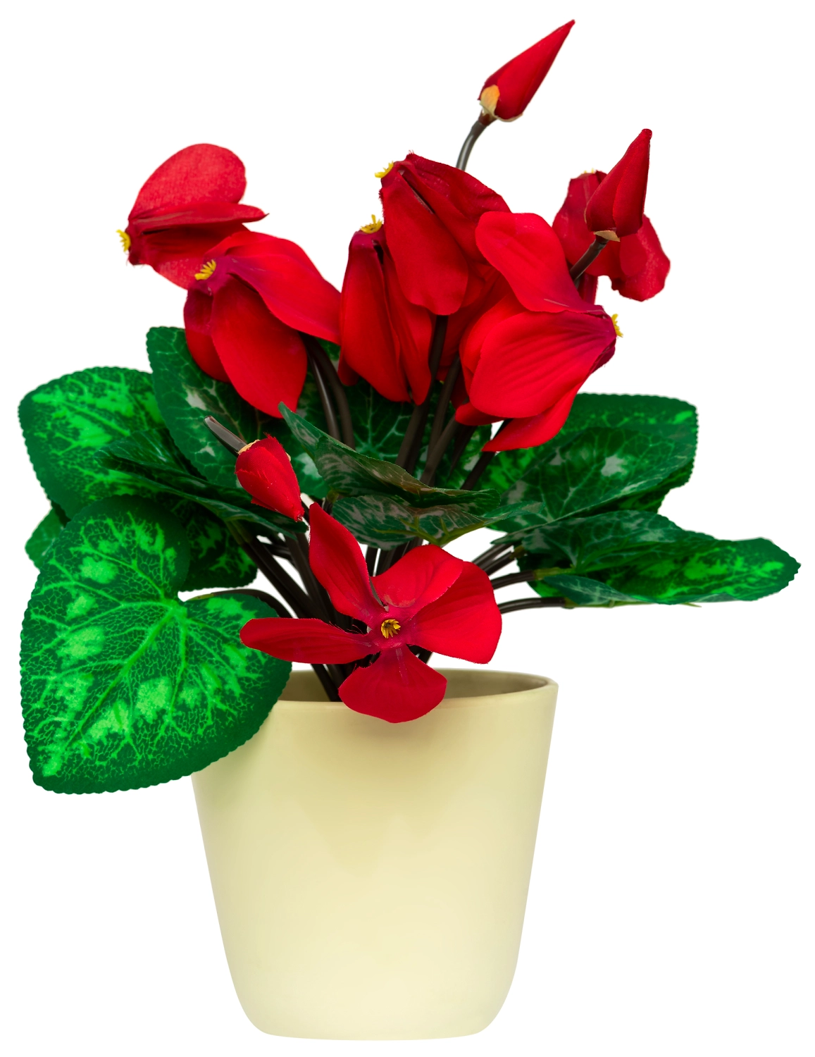 Искусственный цветок цикламен красный 28 см в горшке