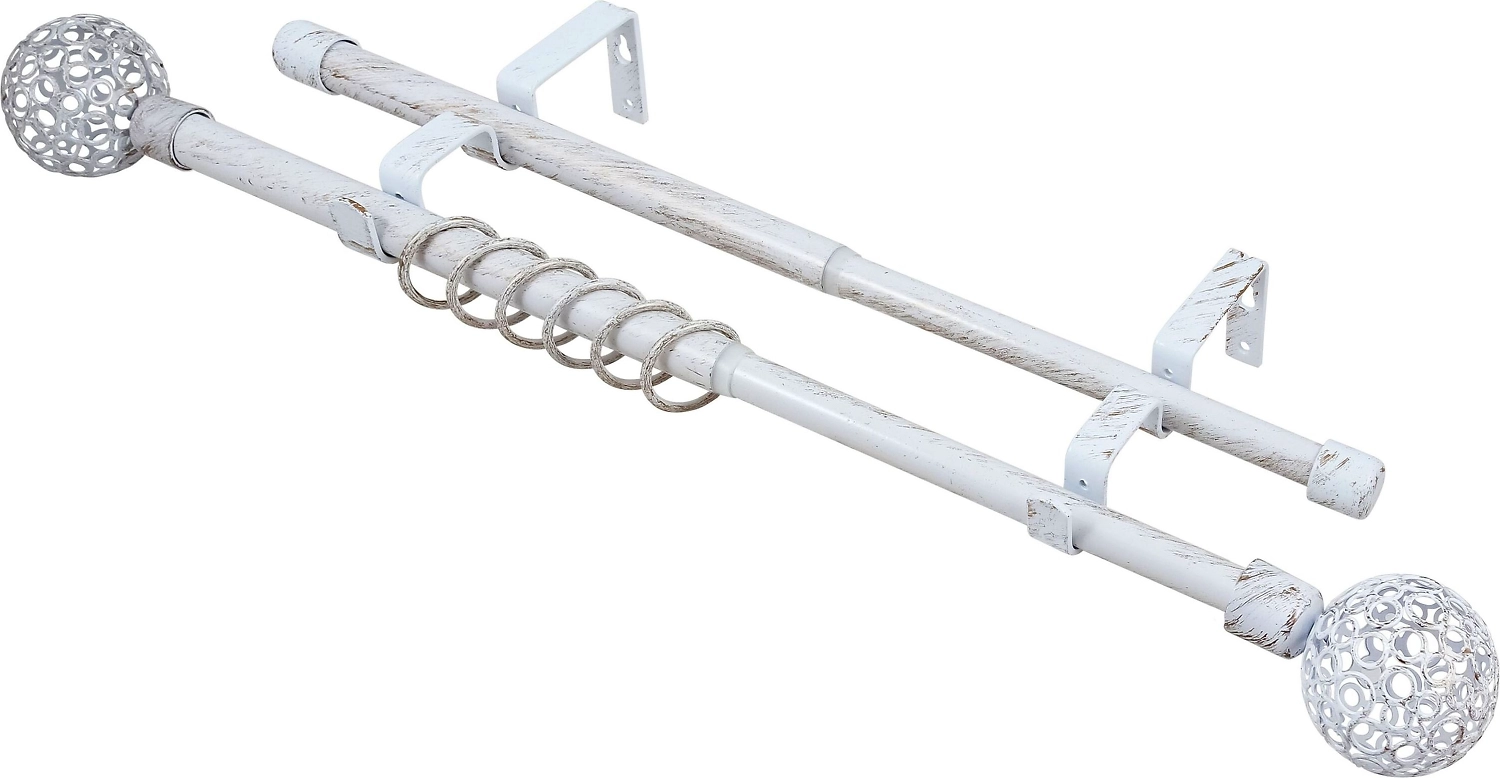 Карниз для штор Legrand Ажур настенный двухрядный белое золото 160-300 см