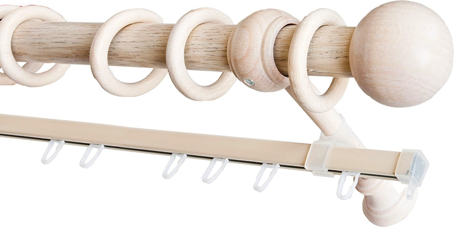 Карниз для штор Уют настенный двухрядный белый дуб 2,5 м