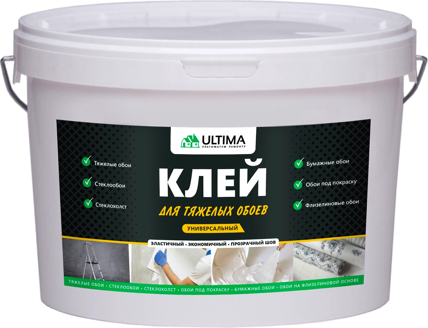 Обойный клей ULTIMA для флизелиновых и бумажных обоев 10 л