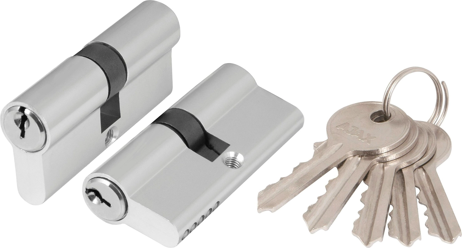 Цилиндр AJAX AX100 60 мм (25/10/25) ключ-ключ хром