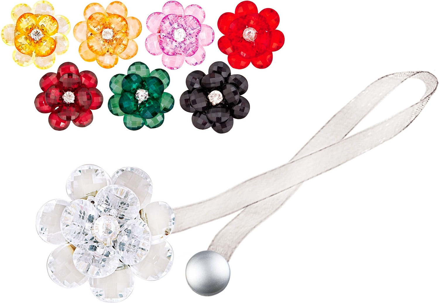 Клипсы магнитные для штор пластик белые 180 мм d40 цветок