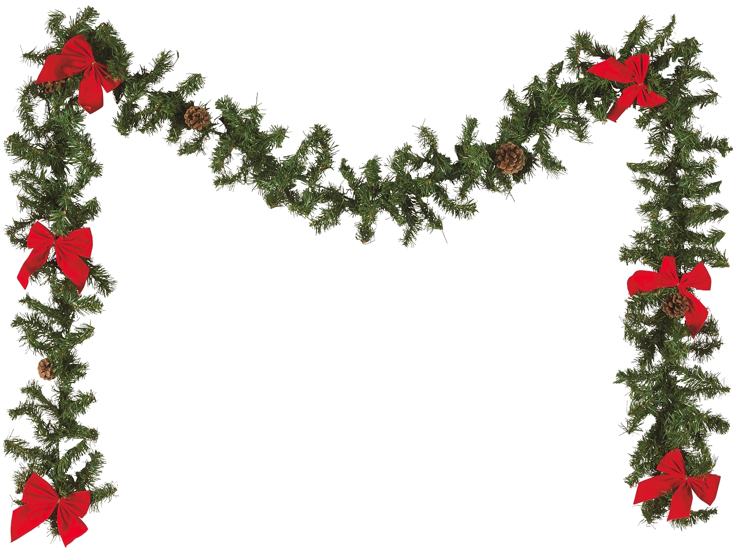 Гирлянда еловая с бантами и шишками 270 см