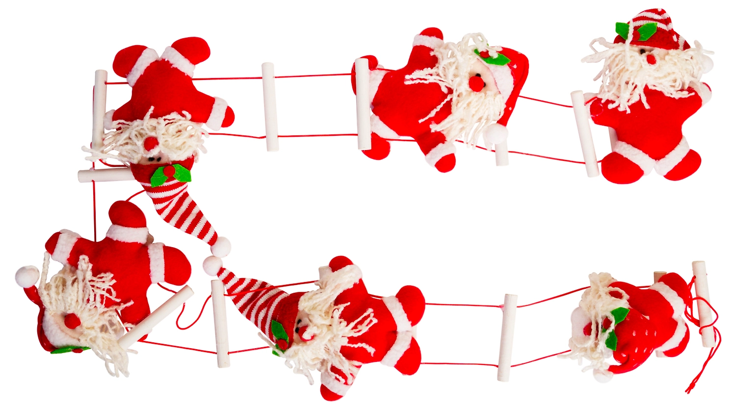 Гирлянда Санта на лестнице красно-белая 125 см