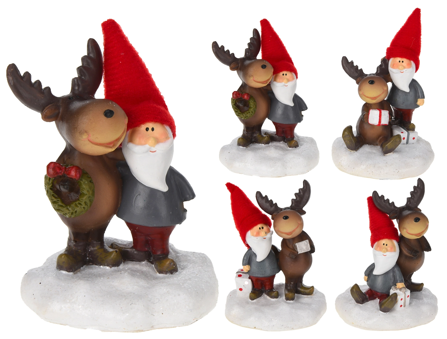 Сувенир фигурка "Санта и Олень" 7 см в ассортименте