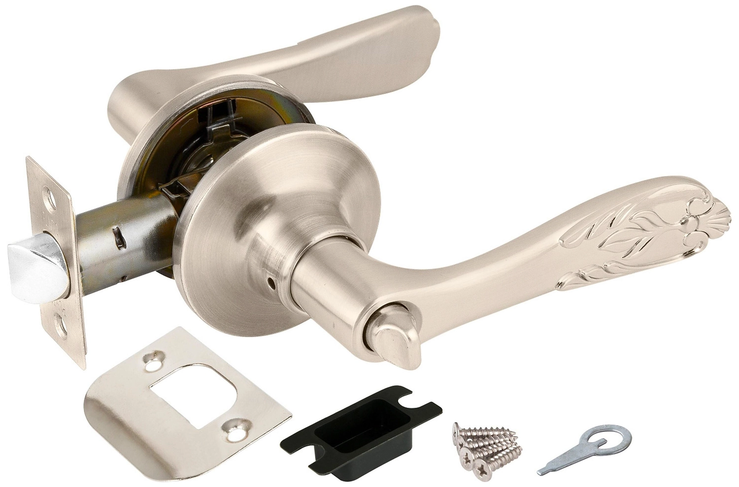 Дверная ручка-защелка PUNTO 6033 SN-B с фиксатором матовый никель