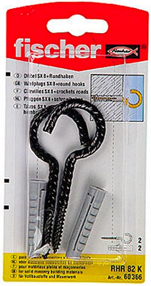 Дюбель универсальный распорный Fischer SX 8х40 мм c круглым крюком 2 шт