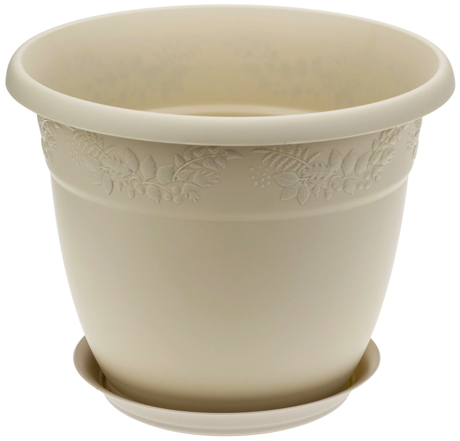 Кашпо IDEA РЯБИНА d31 см 10 л полипропиленовое бежевое с поддоном