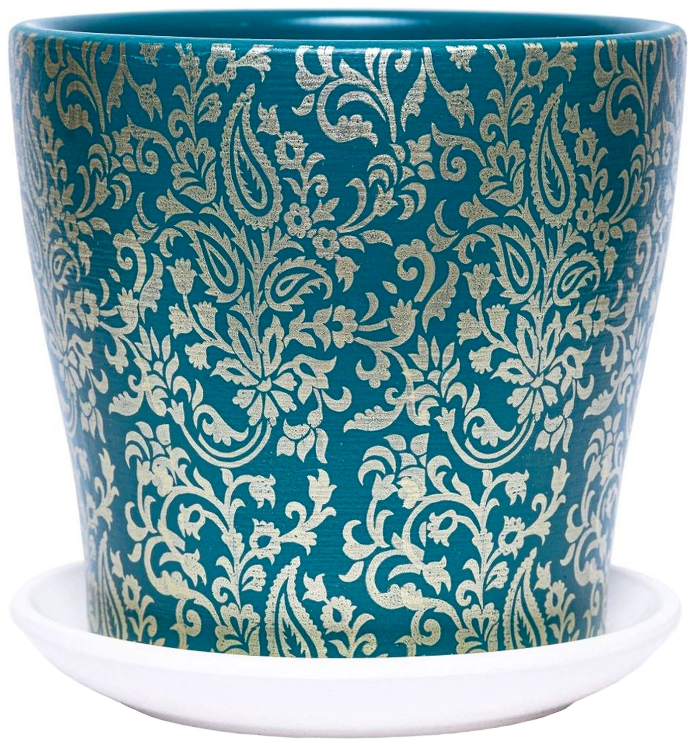 Горшок Винтаж d17 см керамический изумрудный с поддоном