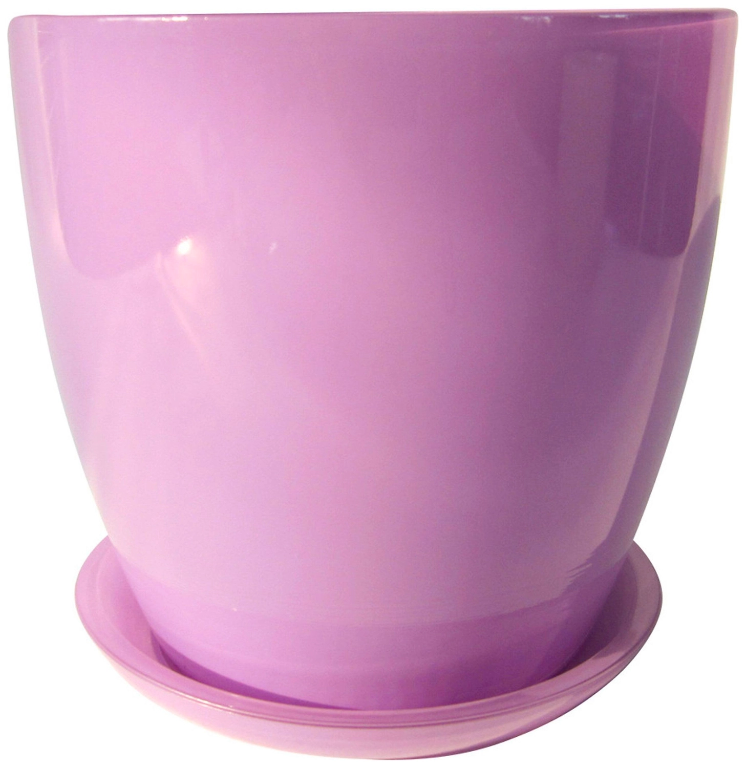 Горшок NiNaGlass Джина 4 d18 см 2,5 л стеклянный лиловый с поддоном