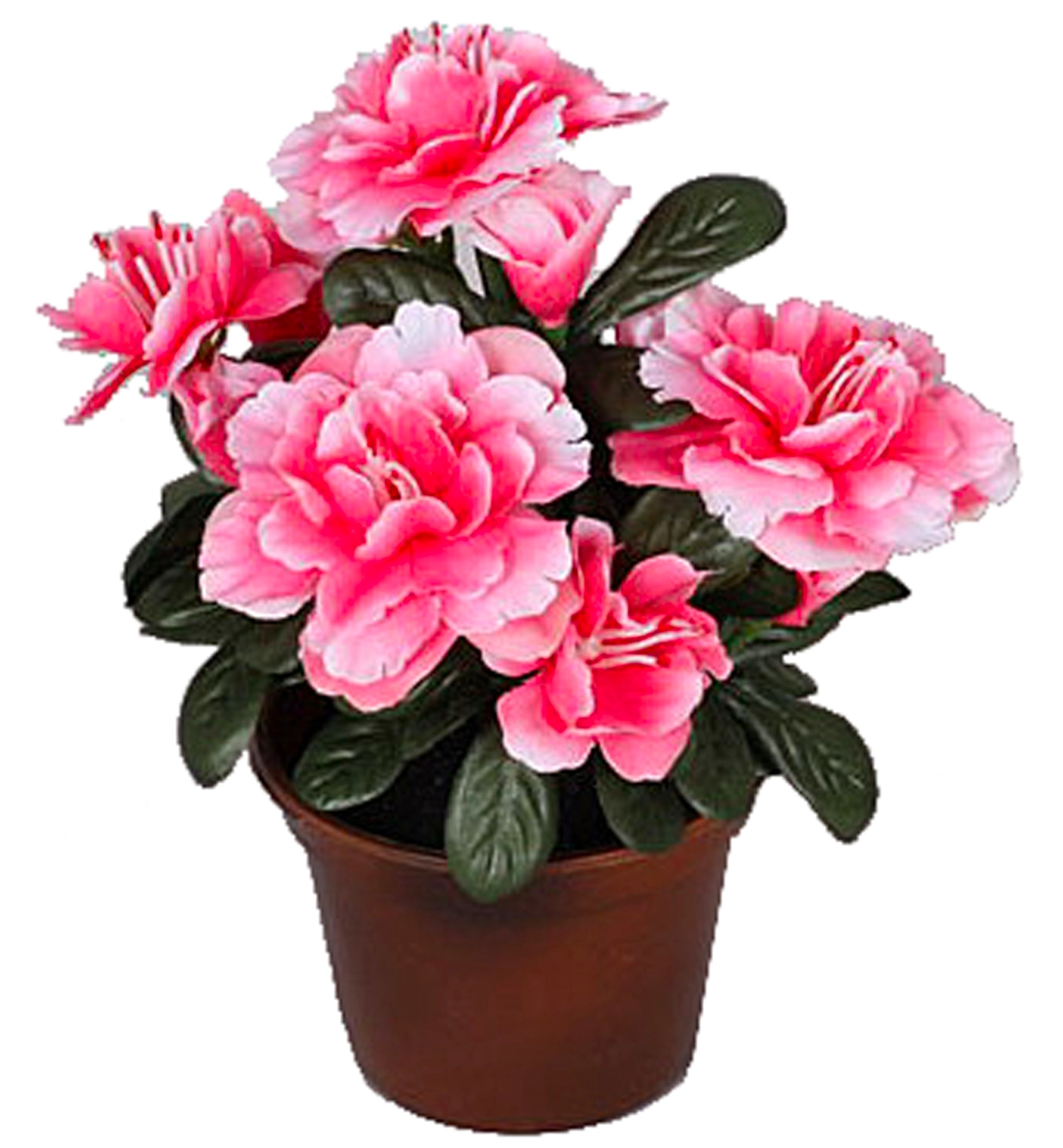 Искусственный цветок азалия розовая 17 см в горшке