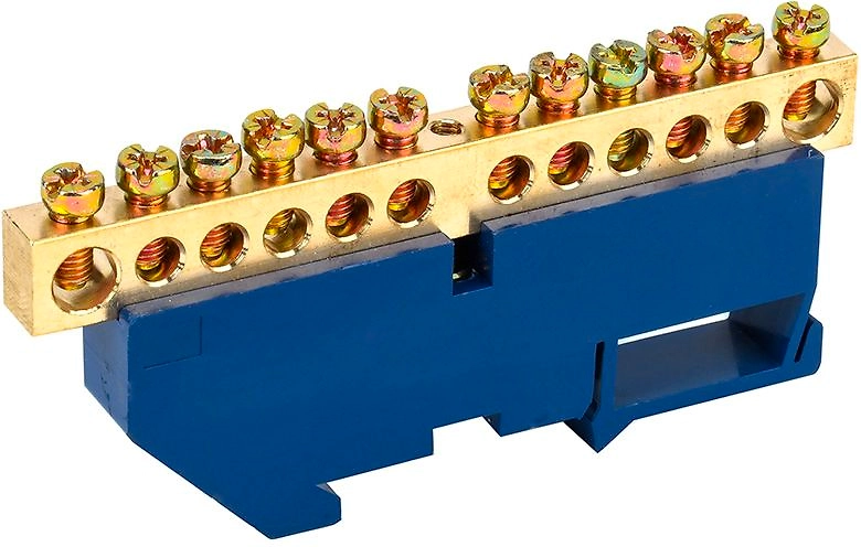 Шина нулевая REXANT синий изолятор 12ГР 8X12