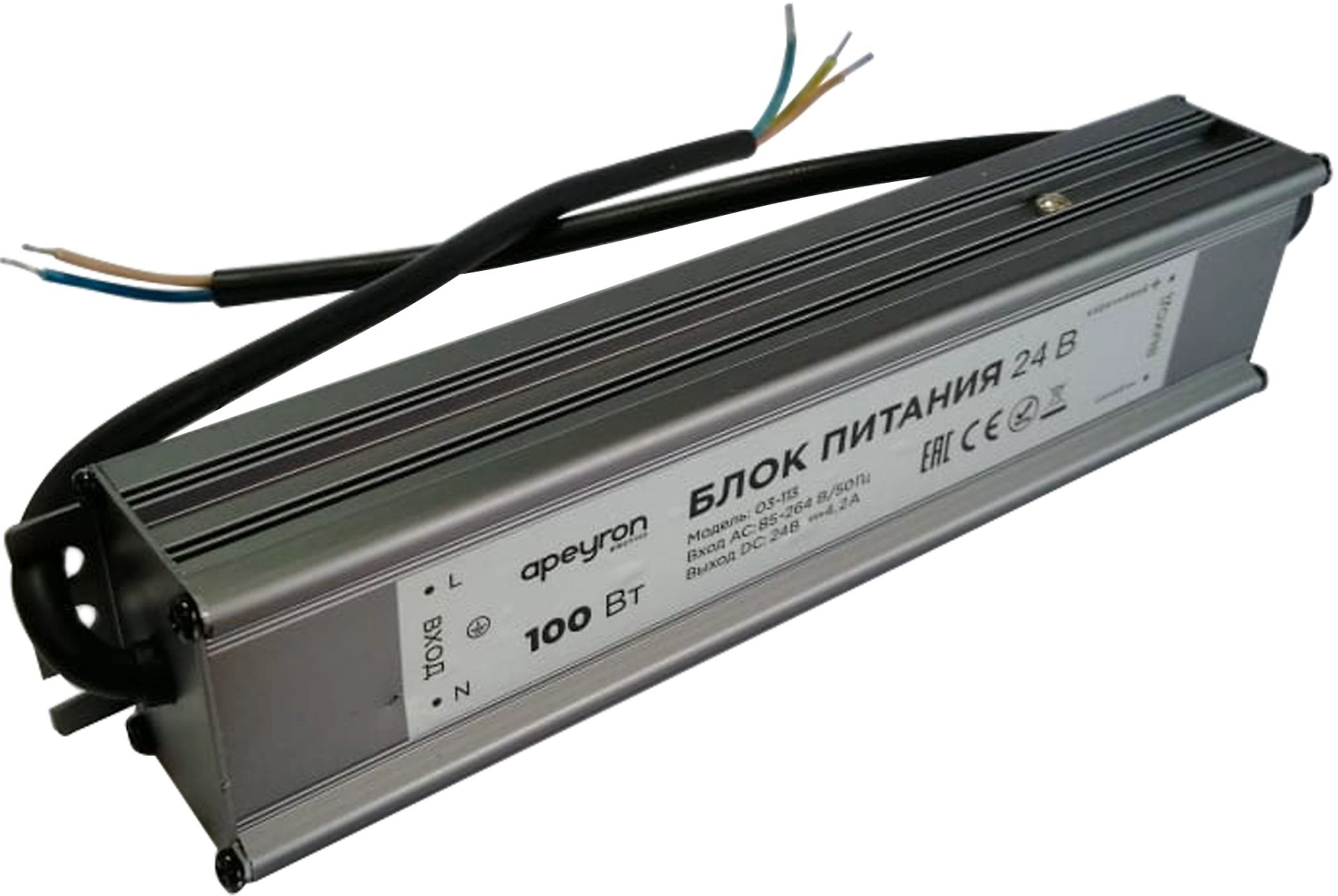 Блок питания для светодиодной ленты Apeyron 03-113 100 Вт 24 В 4,2 А IP67
