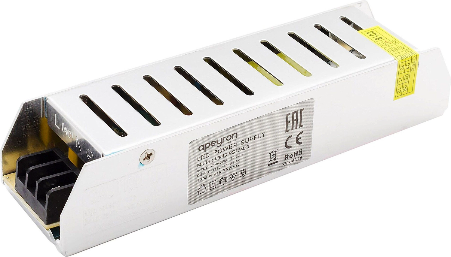 Блок питания для светодиодной ленты Apeyron Electrics 03-48 75 Вт 12 В 6,5 А 