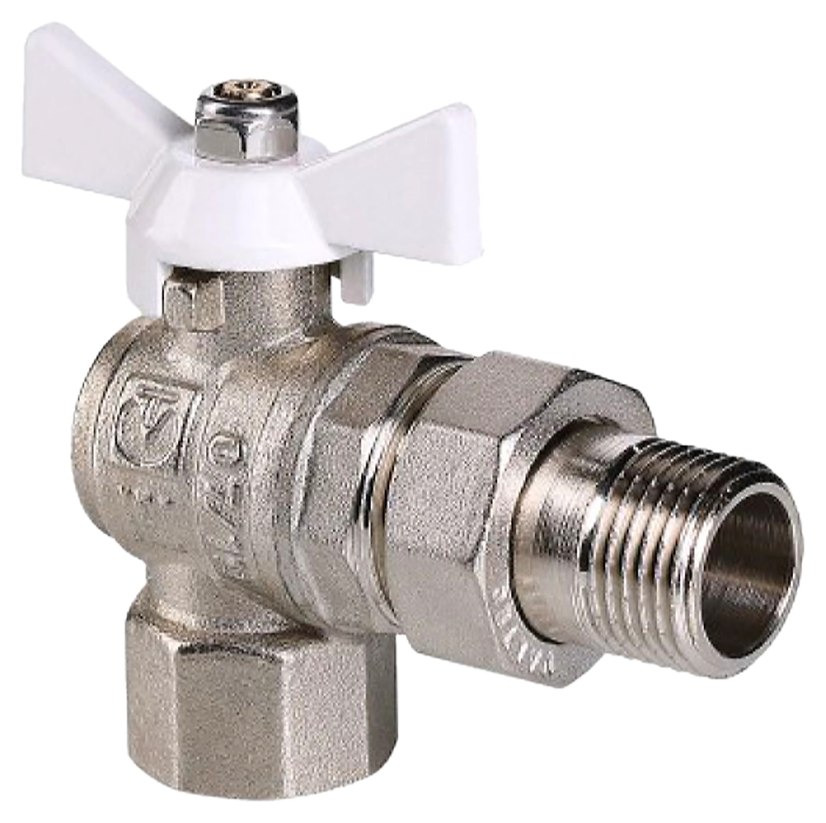 Кран шаровый латунь никелированный VALTEC Base угловой 3/4"