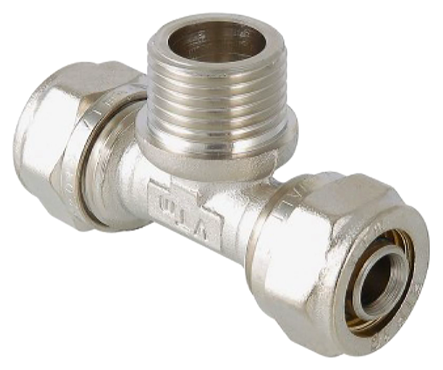 Тройник латунь никелированный VALTEC 1/2" х 20 мм