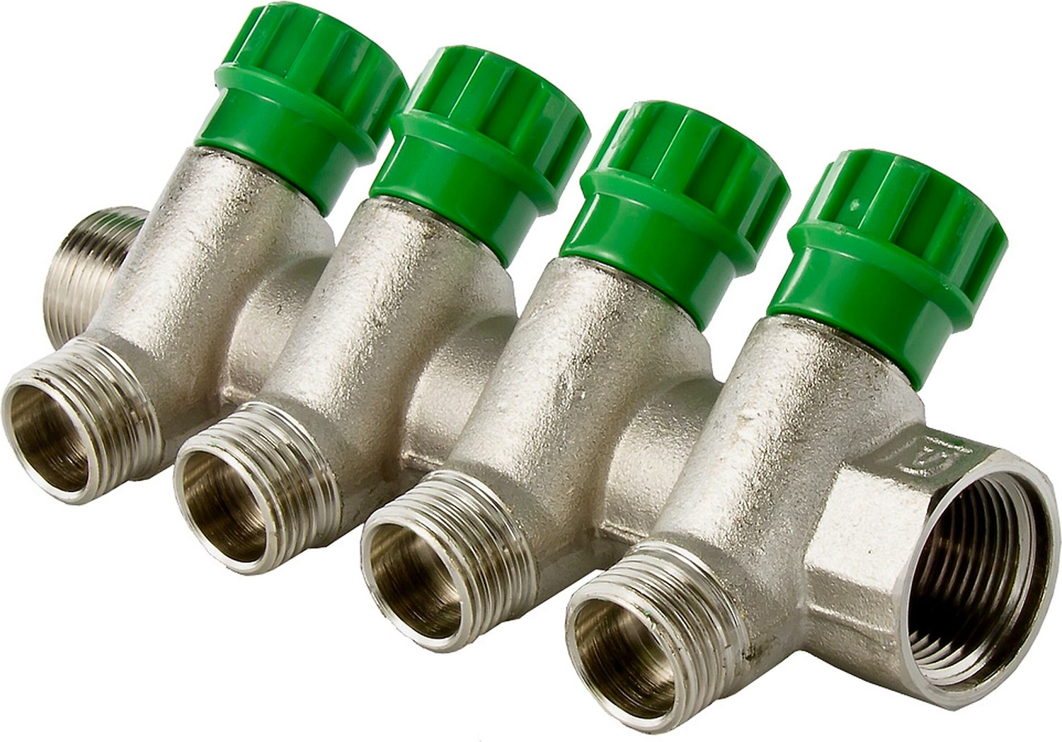 Коллектор с вентилями латунь никелированный VALTEC 3/4"х 1/2"