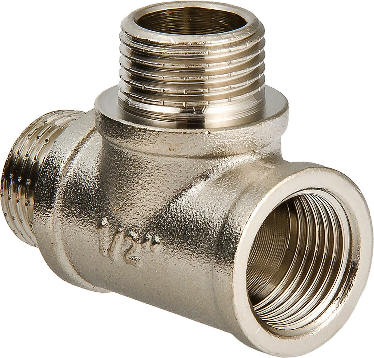 Тройник латунь никелированная VALTEC VT1330004 1/2" 