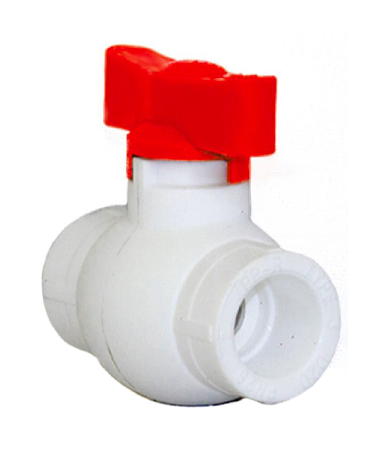 Кран шаровой стандартный проход красная ручка бабочка PPR 20,  белый, RTP