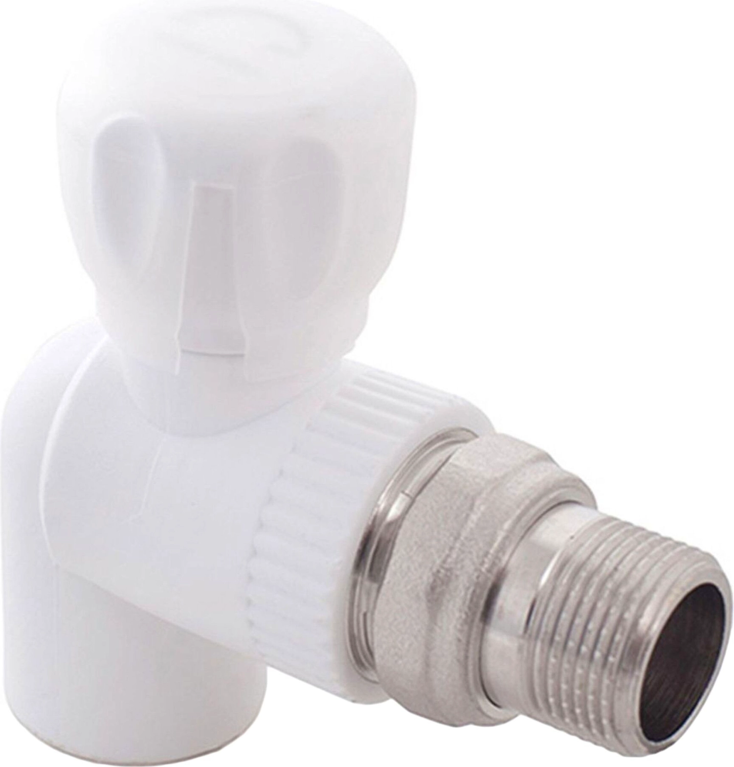 Кран шаровой для радиатора угловой PPR 20х1/2,  белый, RTP