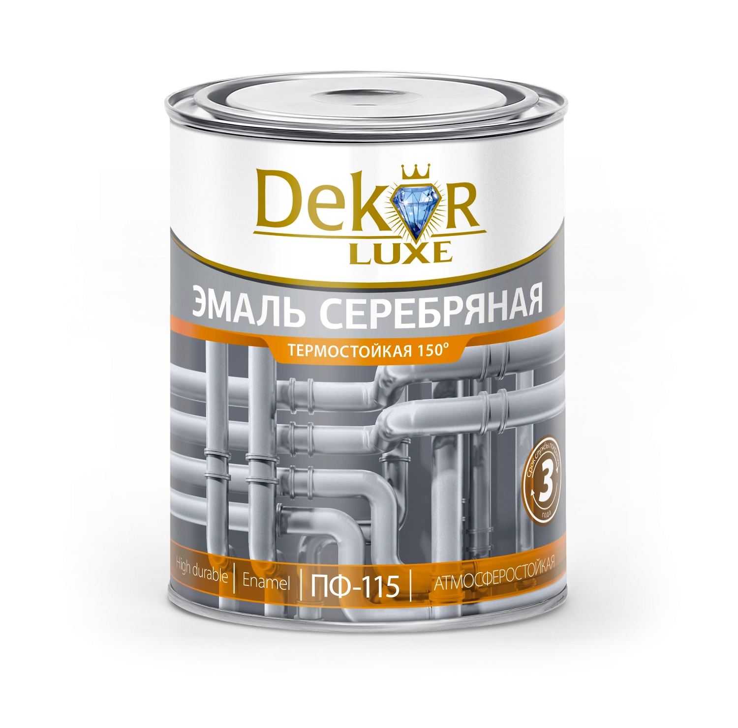 Эмаль Dekor ПФ-115 серебряная 0,8 кг