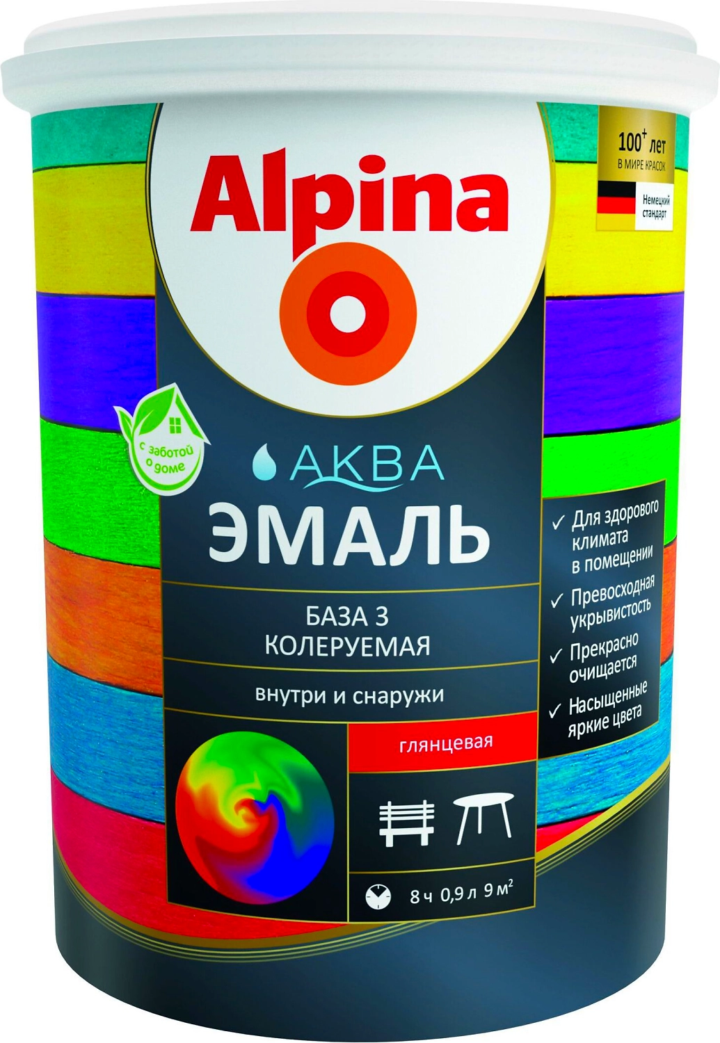 Эмаль фасадная Alpina Аква глянцевая прозрачная 0,9 л
