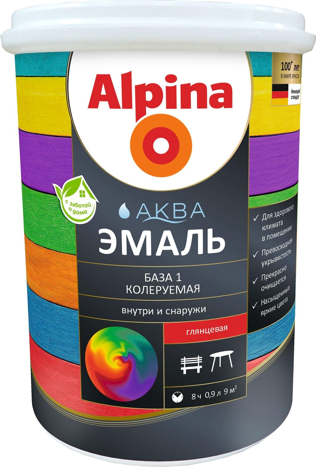 Эмаль фасадная Alpina Аква глянцевая белая 0,9 л