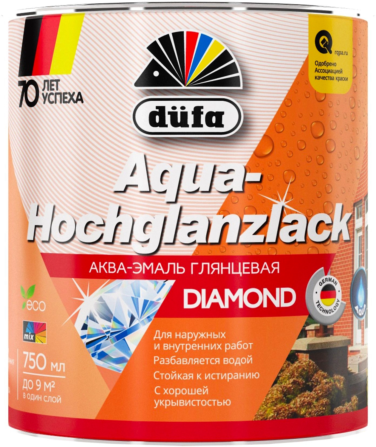 Эмаль универсальная dufa Aqua-Hochglanzlack белая 0,75 л