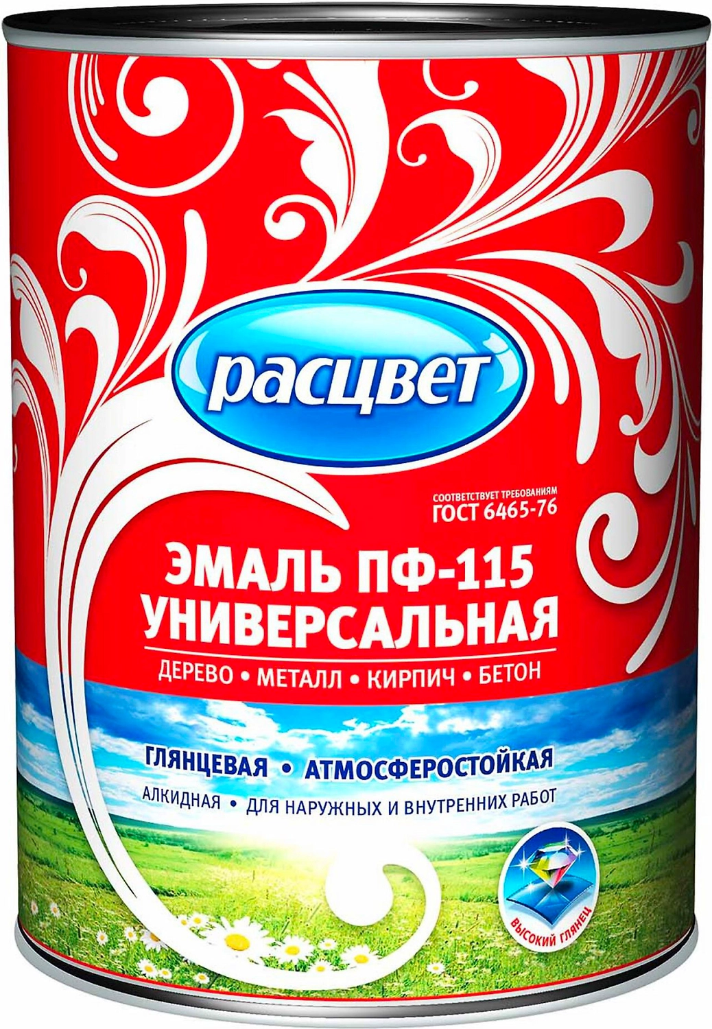 Эмаль универсальная Расцвет ПФ-115 глянцевая белая 0,9 кг