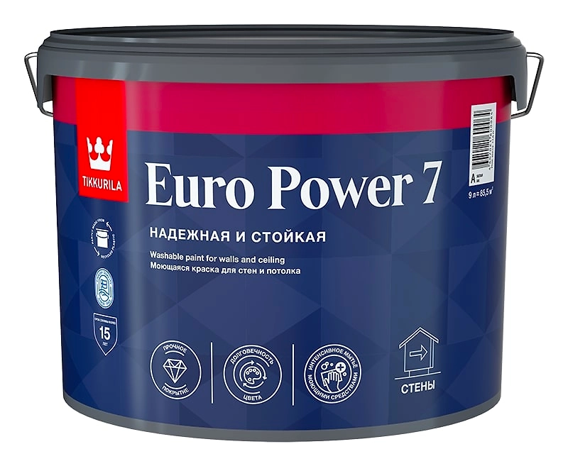 Краска интерьерная Tikkurila Euro Power 7 матовая база C 9 л