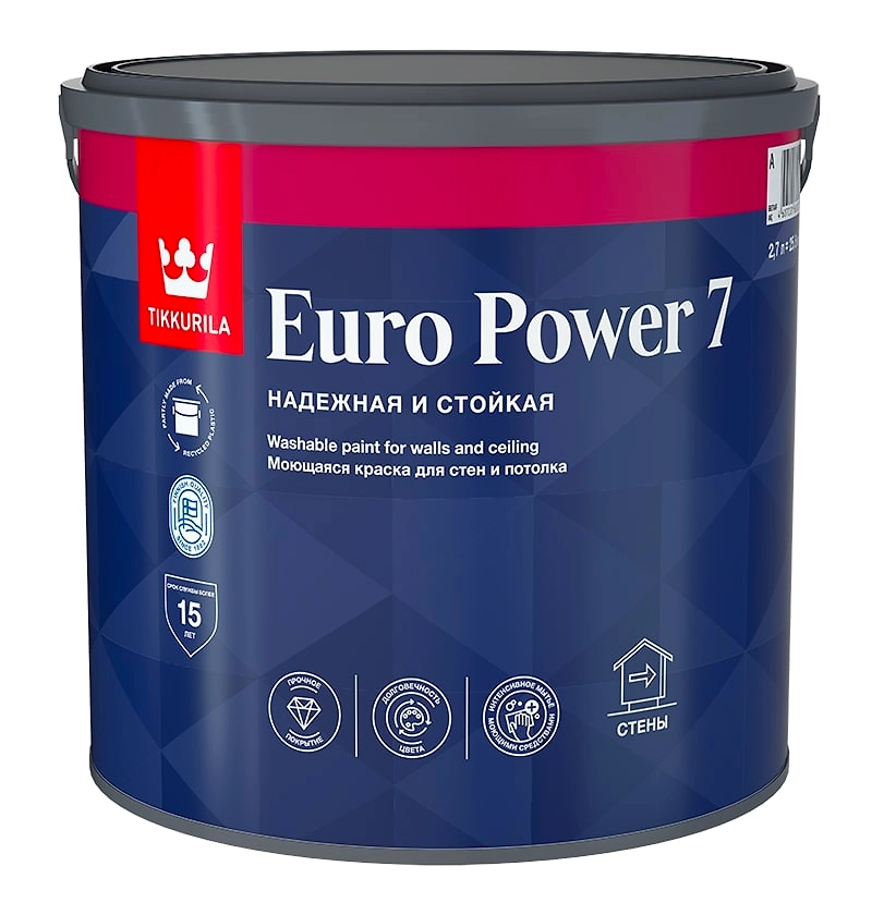 Краска интерьерная Tikkurila Euro Power 7 матовая база C 2,7 л