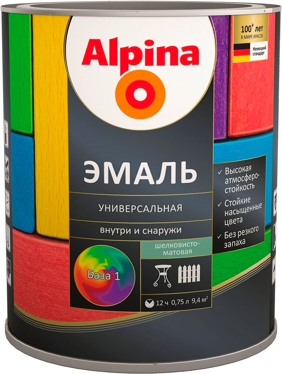 Эмаль универсальная Alpina шелковисто-матовая белая 0,75 л