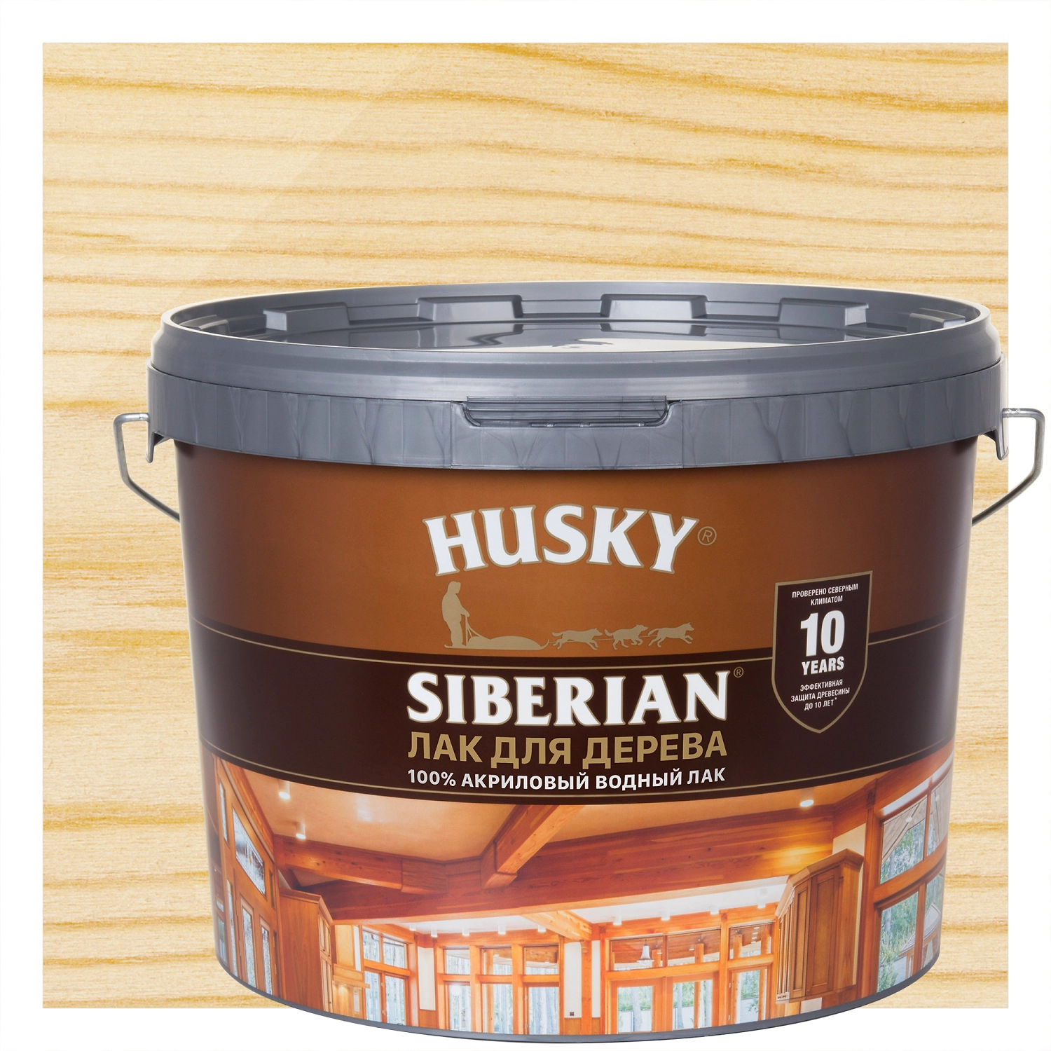 Лак для стен и потолков акриловый HUSKY Siberian бесцветный 9 л