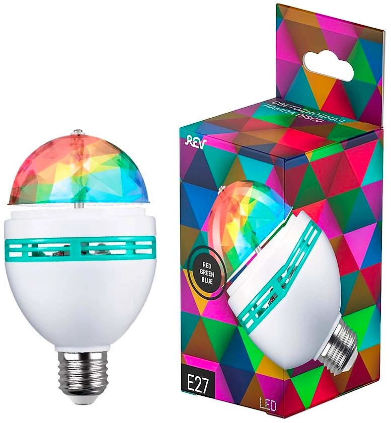 Светодиодная диско-лампа REV E27 3 Вт груша