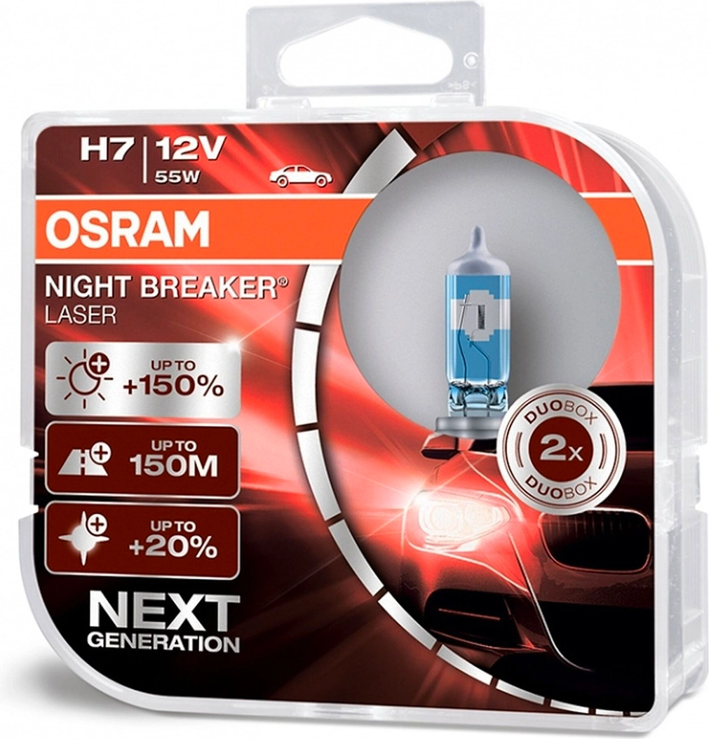 Галогенная лампа OSRAM NIGHT BREAKER LASER H7 PX26d 55 Вт 1500 лм 2 шт