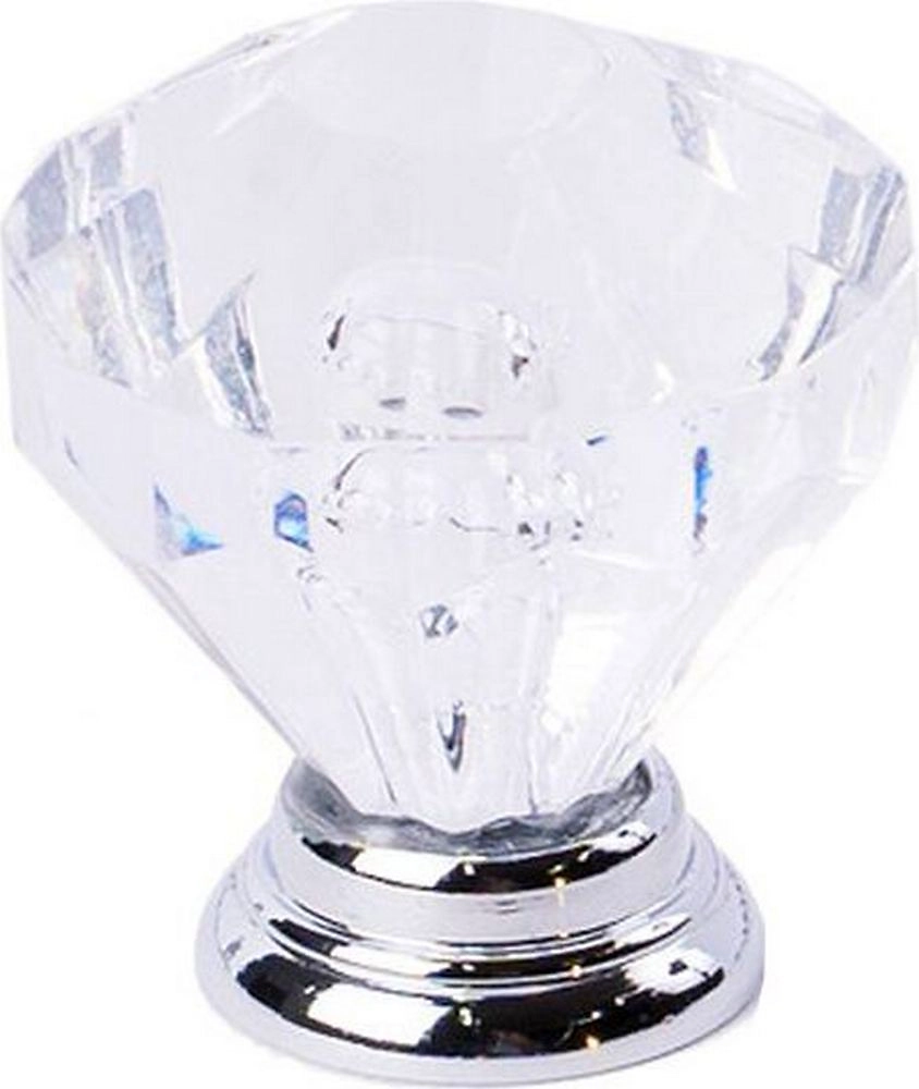 Мебельная ручка-кнопка Larvij  прозрачный-хром