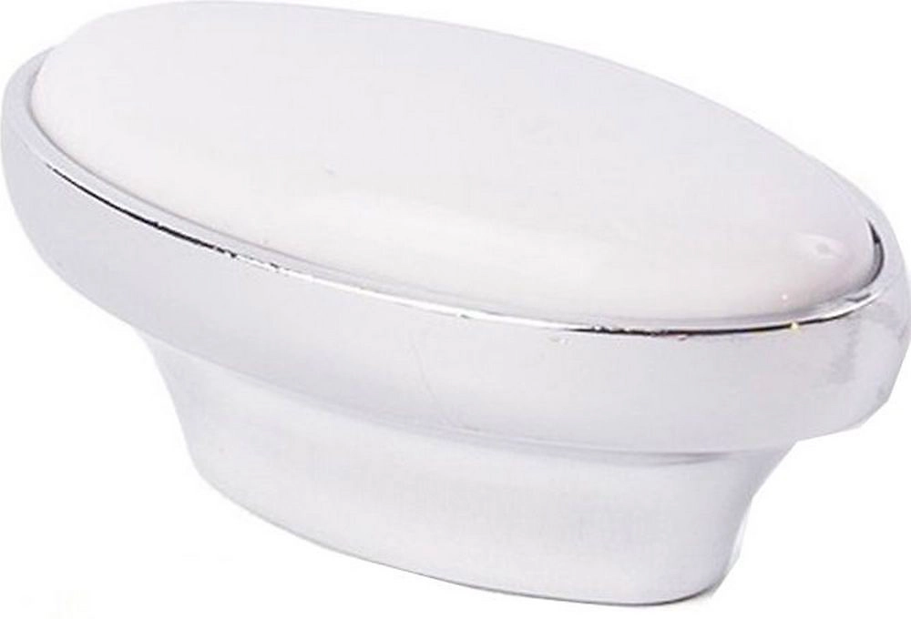 Ручка мебельная кнопка Larvij хром-белый