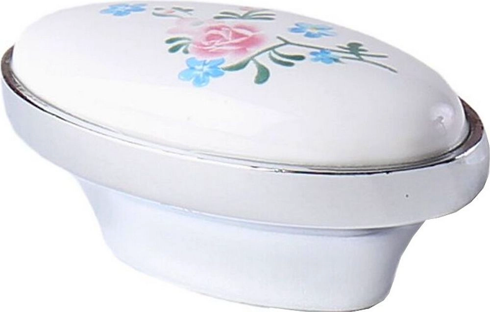 Мебельная ручка-кнопка Larvij белый-хром