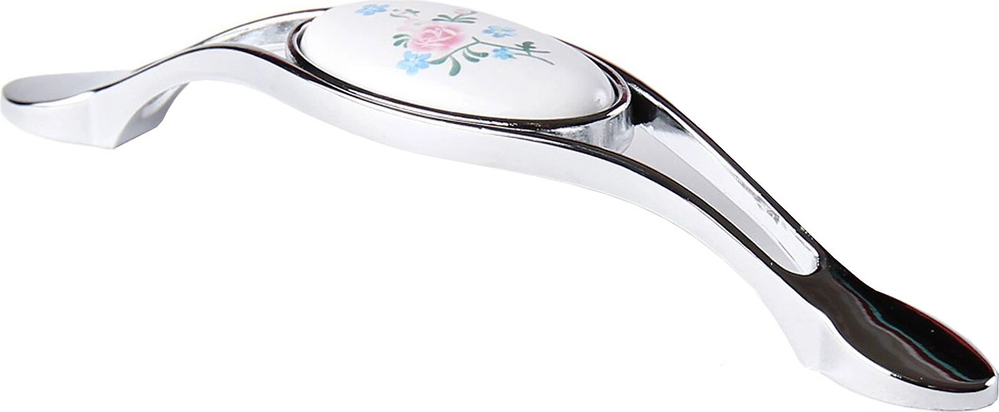 Мебельная ручка-скоба Larvij Кельн  белый-хром 128 мм