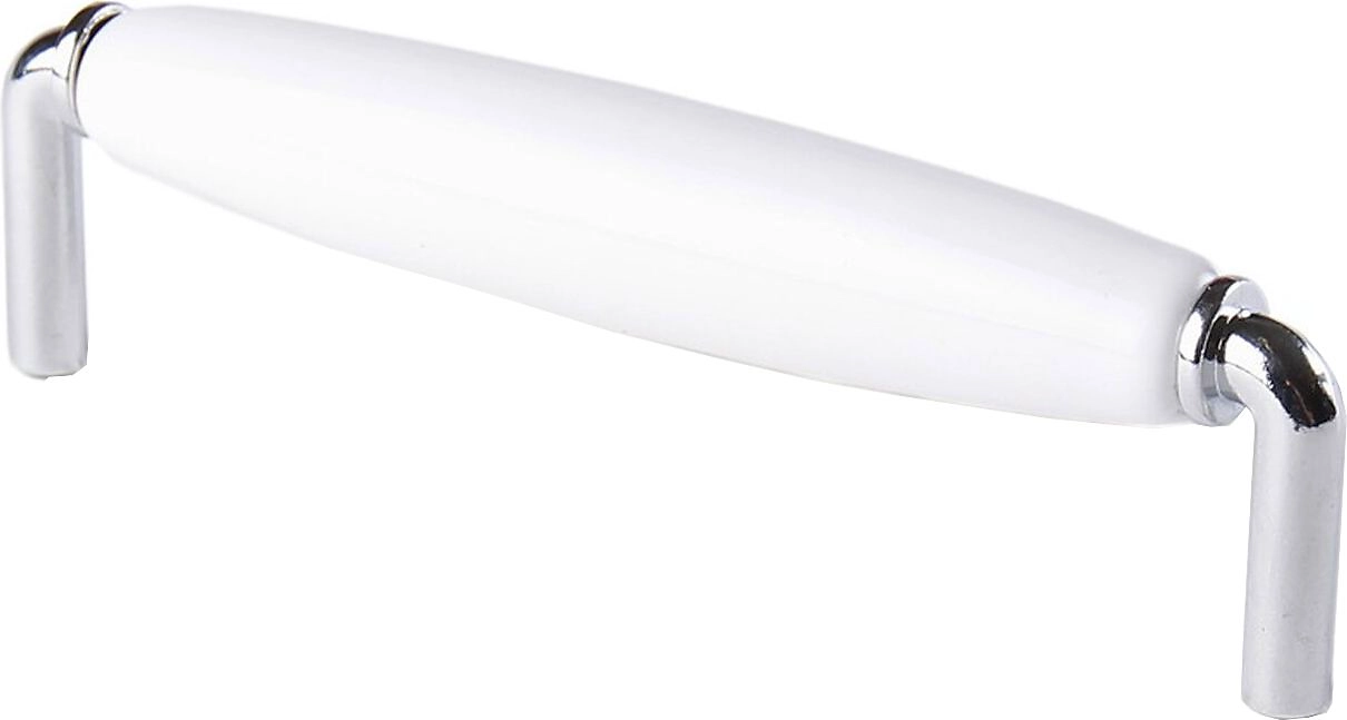 Мебельная ручка-скоба Larvij Лион  белый-хром 128 мм