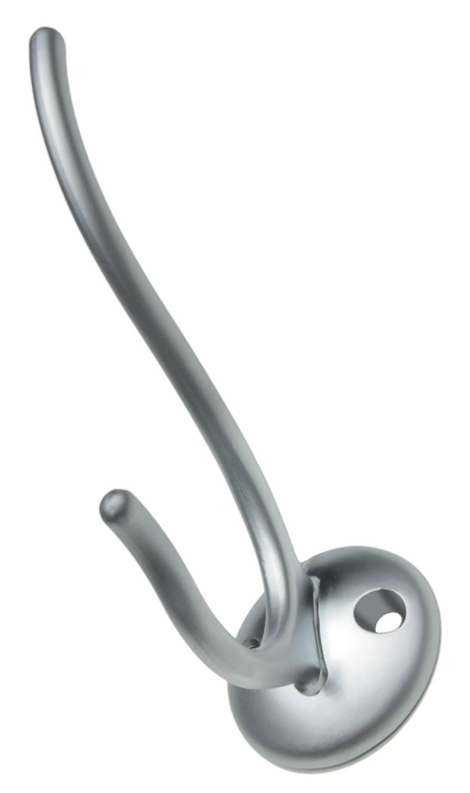 Крючок мебельный BOYARD двойной сатиновый хром