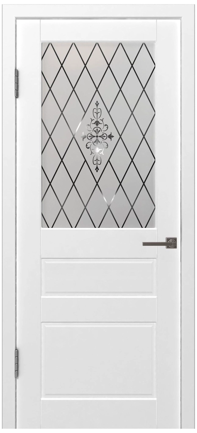 Межкомнатная дверь Честер остекленная Белая 80х200 cм