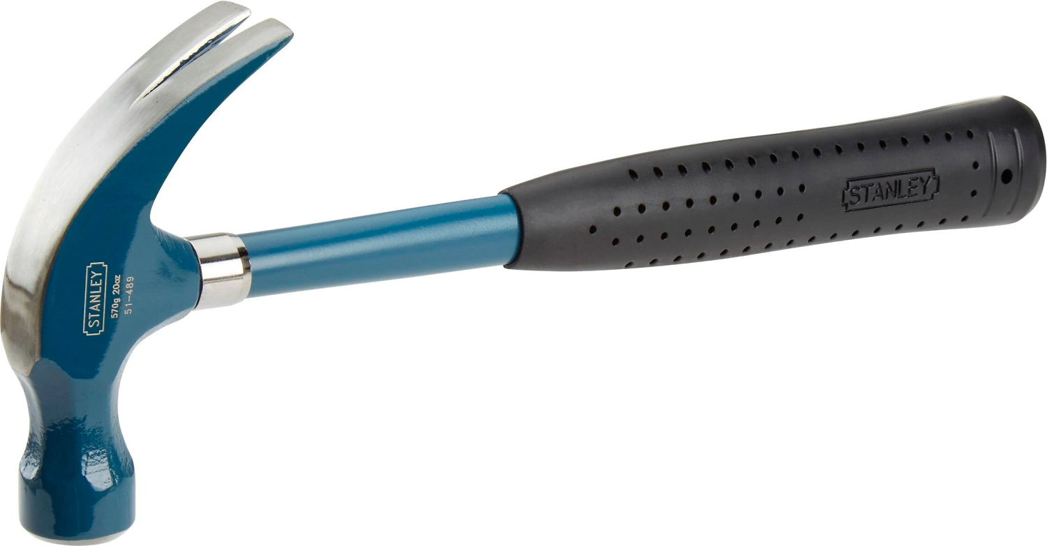 Молоток гвоздодер STANLEY fiberglass резиновая рукоятка 570 г