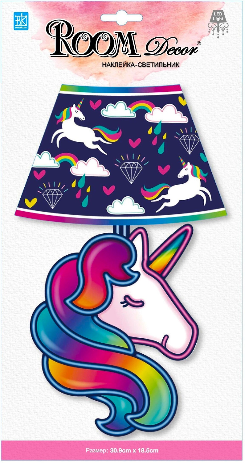 Наклейка-светильник декоративная Room Decor Bestkom Единорог 3D 31x18 мм 1 шт