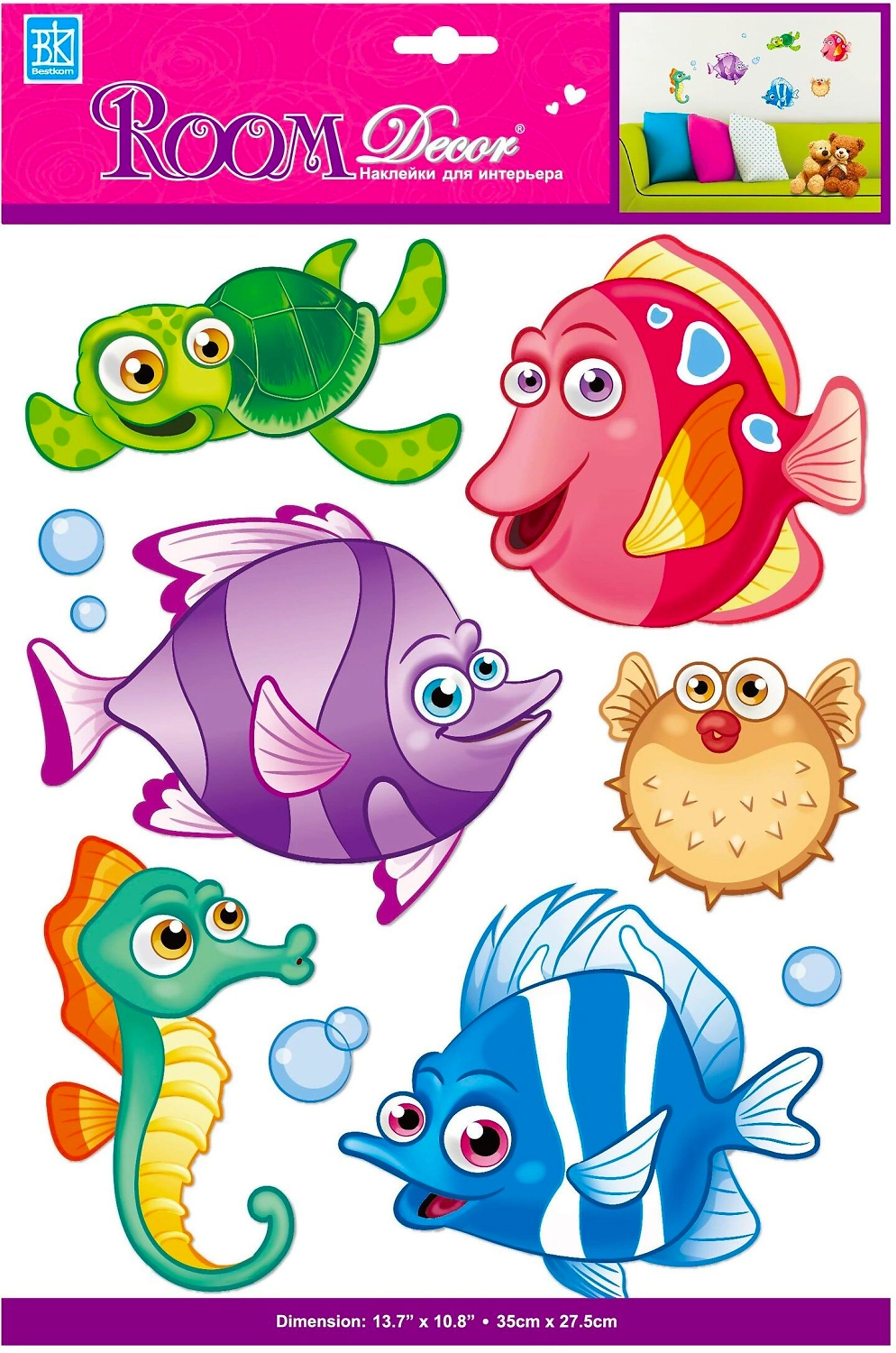 Наклейки декоративные Room Decor Подводный мир 35x27,5 см влагостойкие