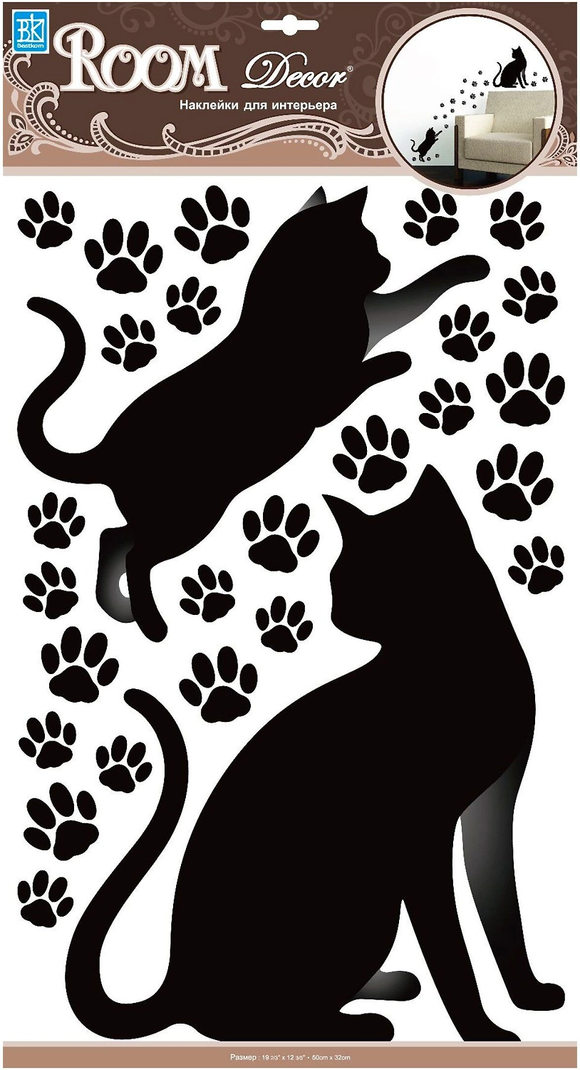 Наклейки декоративные Room Decor Bestkom Следы кошки 50x32 см влагостойкие